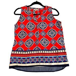 CROWN & Ivy Lobster Medallion Print Sleeveless Blouse Size Small